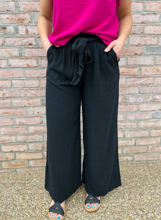 Black Luxe Paper Bag Pants