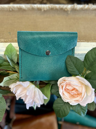 Genuine Leather Small Teal Wallet