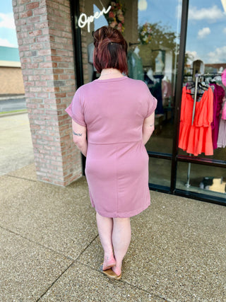 Blush Horizon Rolled Sleeve Dress
