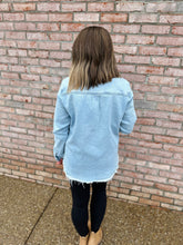 Load image into Gallery viewer, Distressed Light Wash Denim Button Down Jacket