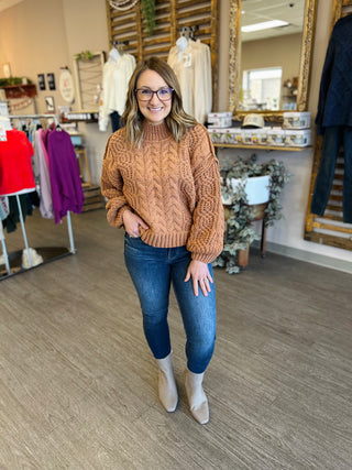 Warm Clay Cable Knit Sweater