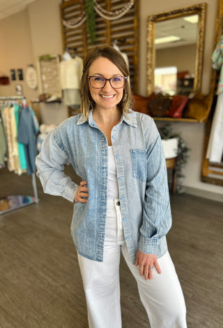 Washed in Blue Button Down Top