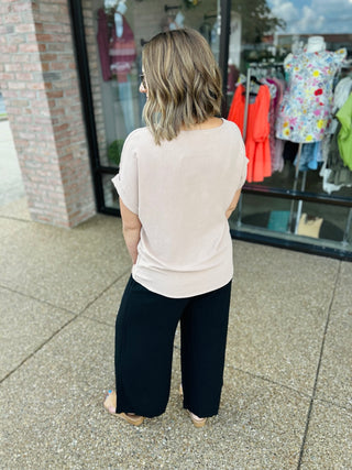 Cafe Cream Rolled Sleeve Top