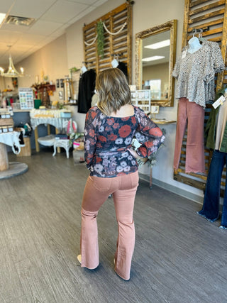 Autumn Dreaming Ruched Floral Top