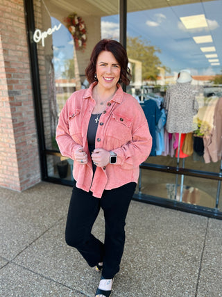 Vintage Brick Elbow Patch Shacket