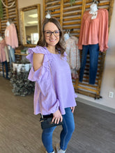 Load image into Gallery viewer, Lavender Cold Shoulder Top