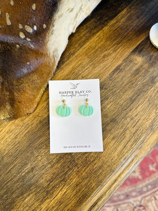 Mint Harvest Pumpkin Earrings