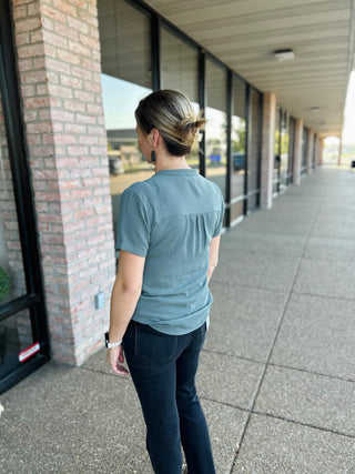 Autumn Sage V Neck Blouse