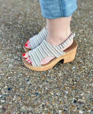 Tan Striped Miss Carley Heel