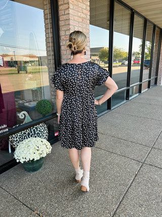 Little Black Floral Babydoll Dress