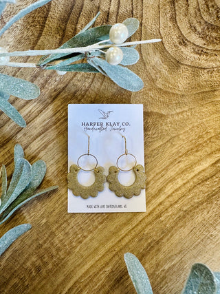 Gold Sparkle Scalloped Earrings