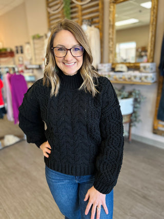 Black Frost Cable Knit Sweater
