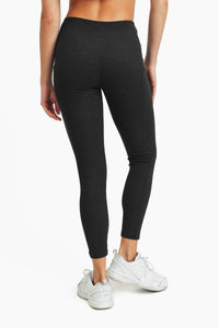 Micro-Ribbed Tummy Control Pocket Leggings - Dark Charcoal