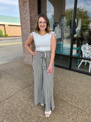 Driftwood Tie-Waist Striped Pants