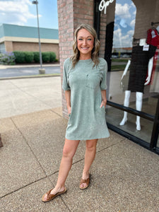 Washed Sage T-Shirt Dress