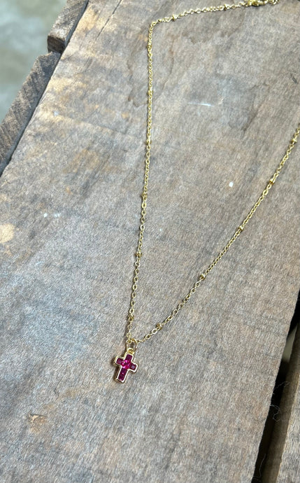 Ruby Mini Cross Necklace