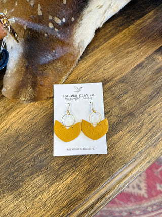 Mustard Harvest Bloom Hoop Earrings