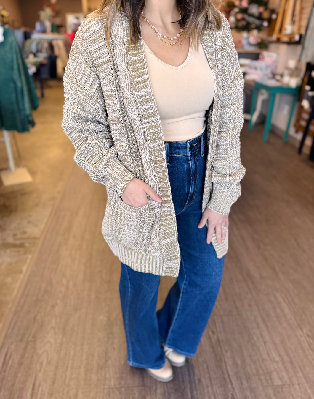 Olive Soft Knit Cardigan