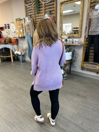 Vintage Fade Ribbed Sweater in Lavender