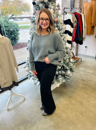 Gray Fuzzy Knit Sweater