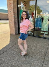 Load image into Gallery viewer, Dark Wash Tummy Control Step Fray Hem Shorts