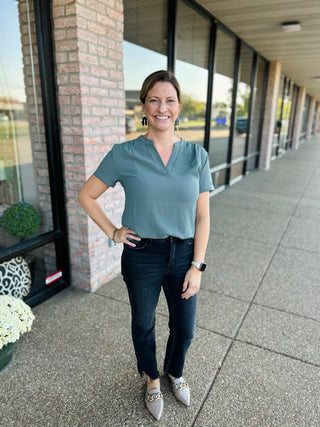 Autumn Sage V Neck Blouse