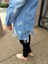 Load image into Gallery viewer, Light Wash Dist Long Jean Jacket