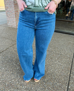 Medium Wash Wide Leg Palazzo Jean