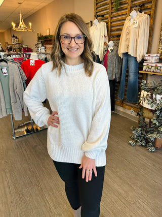 Snuggle Soft Chenille Sweater in White