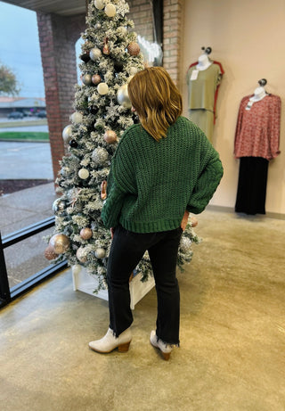 Hunter Green Cable Knit Sweater