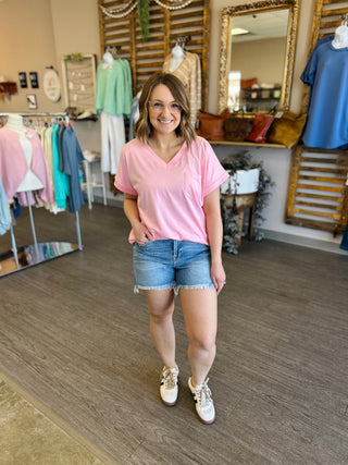 Medium Wash Frayed Hem Shorts