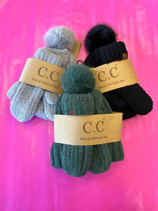 Cozy Yarn C.C Hat and Mitten Set