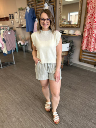 Sage Breeze Striped Shorts