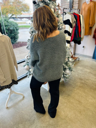Gray Fuzzy Knit Sweater