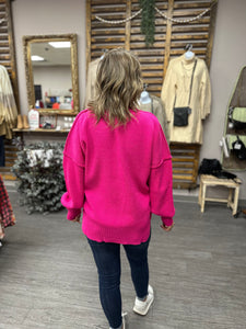 Neon Pink Solid Knit Sweater