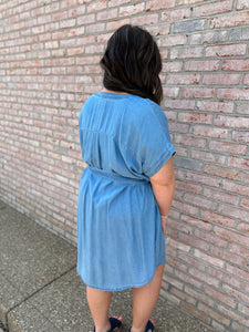 Chambray Belted Mini Dress