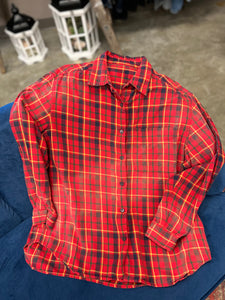 Bright Red Distressed Flannel Medium