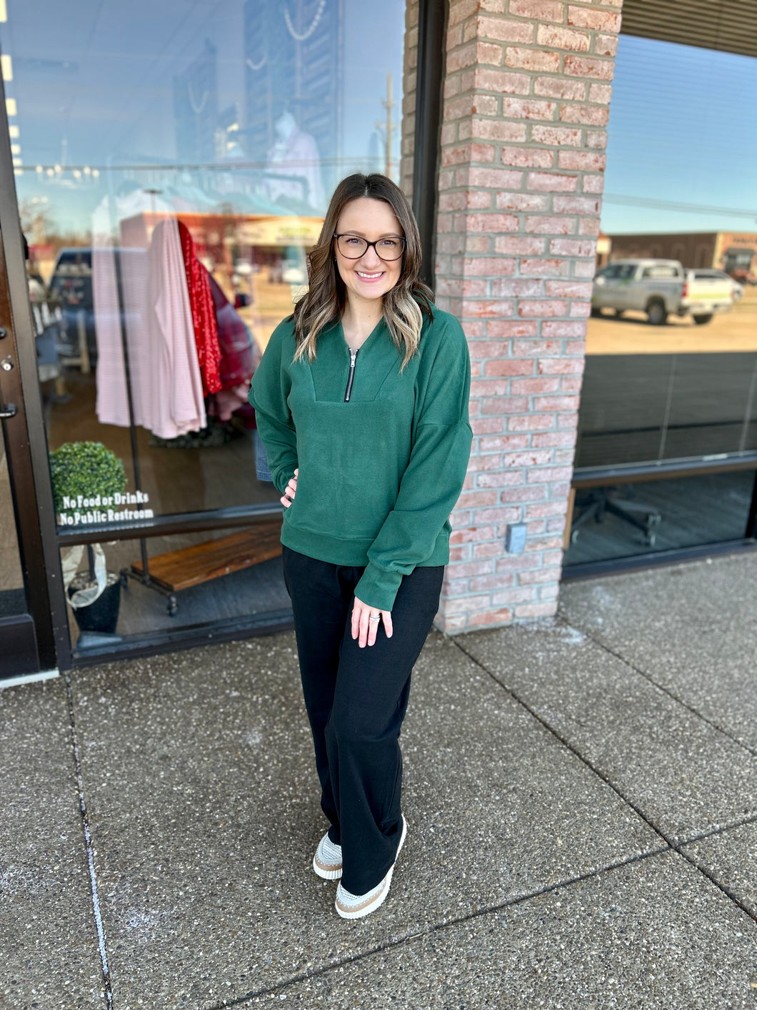 Evergreen Smooth Zipper Pullover