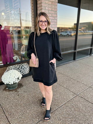 Black Cozy Nights Sweater Dress