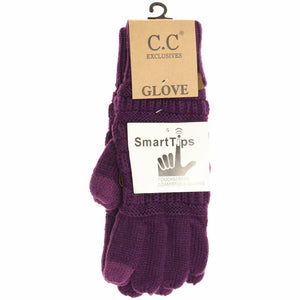 Solid Cable Knit Gloves