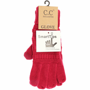 Solid Cable Knit Gloves