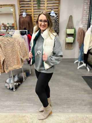 Double Take Cropped Reversible Vest