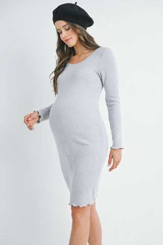 Teal Ribbed Long Sleeve Sweater Dress