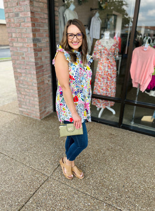 Botanical Joy Ruffle Blouse
