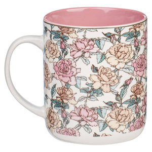 White/Pink Roses My Strength Mug