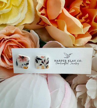 Peach Blossom Square Earrings