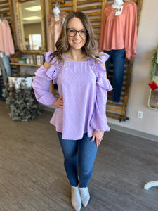 Lavender Cold Shoulder Top