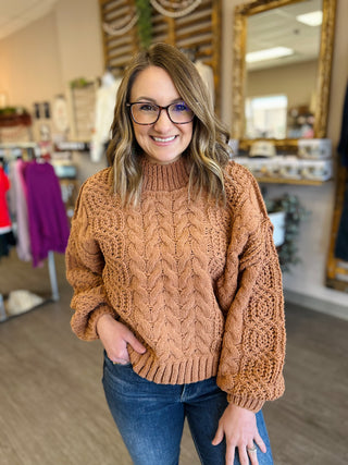 Warm Clay Cable Knit Sweater
