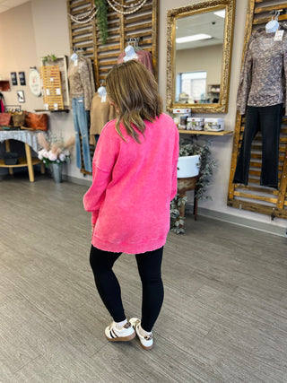 The Cozy Days Pullover in Hot Pink