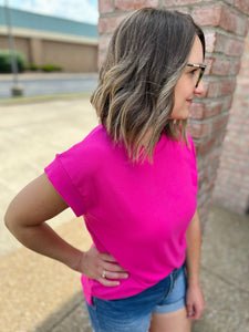 Hot Pink Cap Sleeve Top